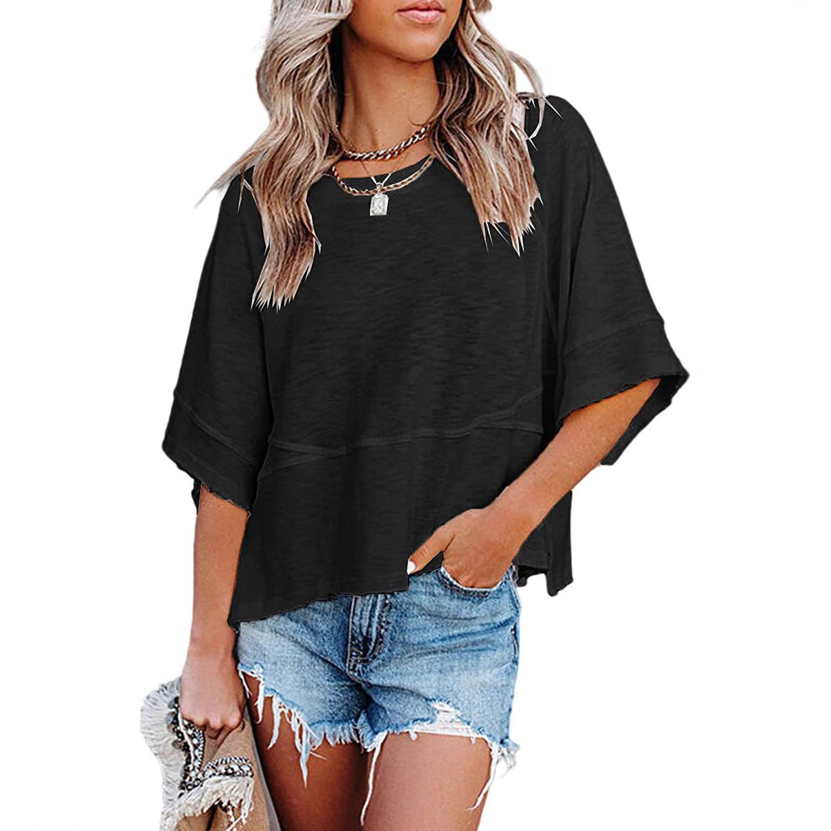 Women’s Round Neck Flared Sleeve Top